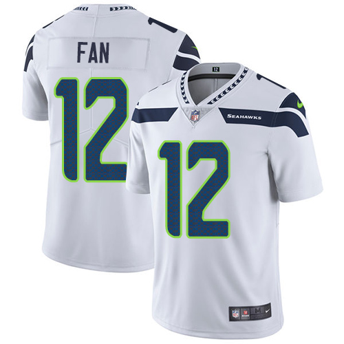 Nike Seahawks #12 Fan White Men's Stitched NFL Vapor Untouchable Limited Jersey - Click Image to Close